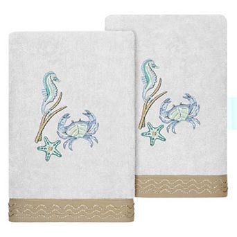 Linum Home Textiles Turkish Cotton Aaron 2 pc Embellished Hand Towel Set