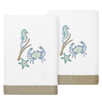 Linum Home Textiles Turkish Cotton Aaron 2 pc Embellished Hand Towel Set