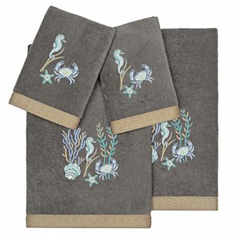 Linum Home Textiles Turkish Cotton Aaron 4 pc Embellished Towel Set