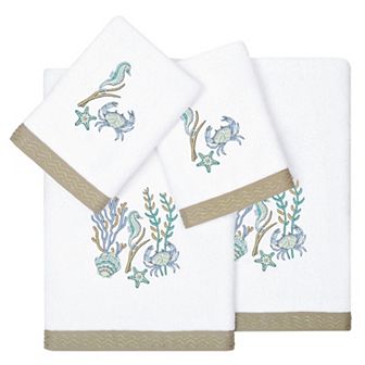Linum Home Textiles Turkish Cotton Aaron 4 pc Embellished Towel Set