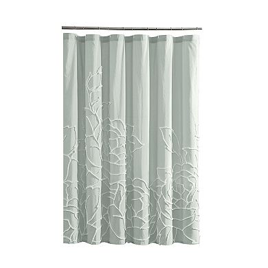 Peri Chenille Rose Green Shower Curtain