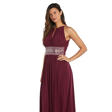 Women's R&M Richards Beaded Empire-Waist Halter Maxi Dress