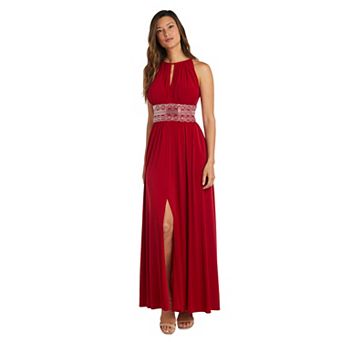 Women's R&M Richards Beaded Empire-Waist Halter Maxi Dress