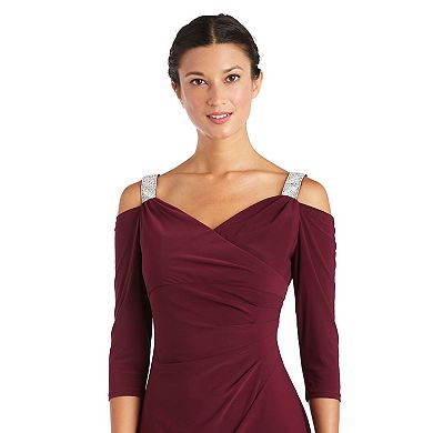Women's R&M Richards Cold-Shoulder Rhinestone-Straps Dress