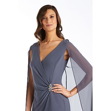 Women's R&M Richards Chiffon Duster Surplice Wrap Dress