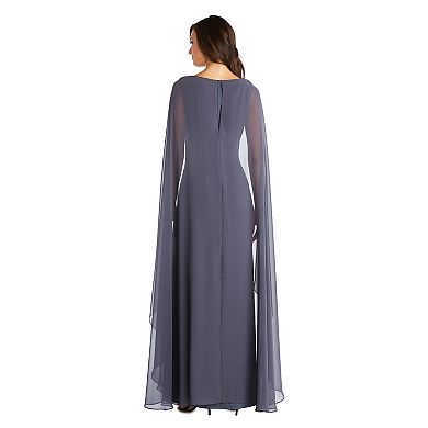 Women's R&M Richards Chiffon Duster Surplice Wrap Dress
