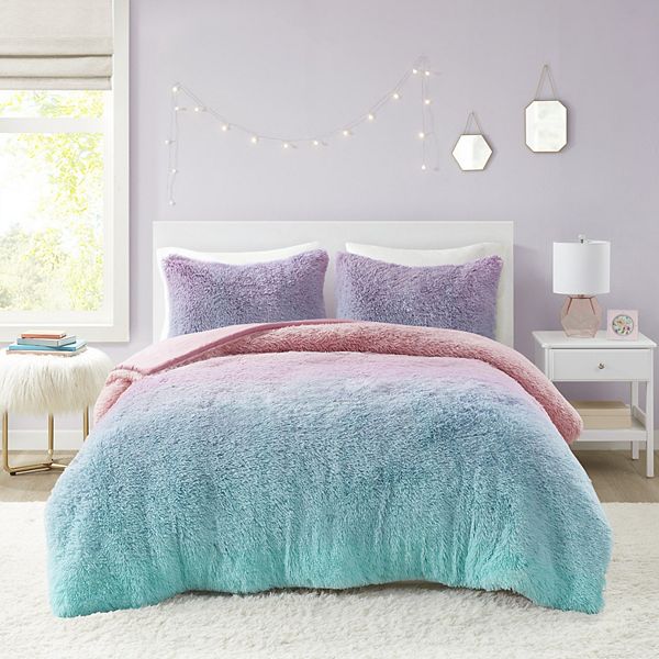 Full Queen Mi Zone Teen Evie Ombre Shaggy Faux Fur Kids Comforter Set BrickSeek