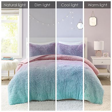 Intelligent Design Talia Ultra Cozy & Soft Ombre Shaggy Faux Fur Comforter Set with Shams
