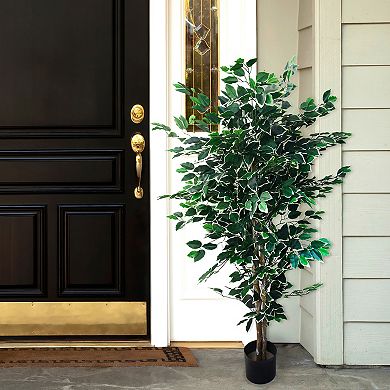 Pure Garden 5-ft. Artificial Ficus Plant Floor Decor