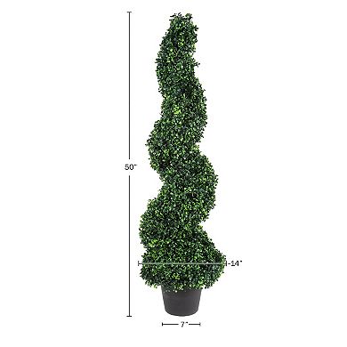 Pure Garden 4-ft. Artificial Faux Boxwood Plant Floor Decor