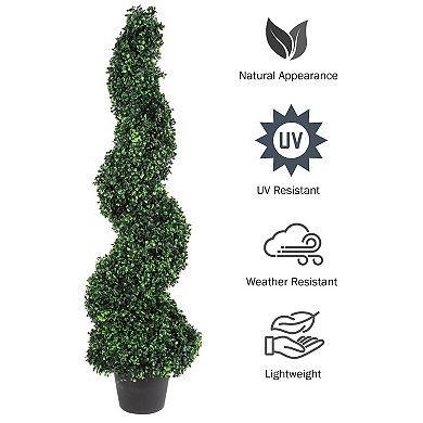 Pure Garden 4-ft. Artificial Faux Boxwood Plant Floor Decor