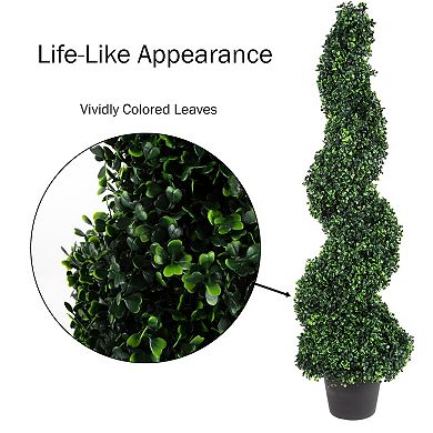 Pure Garden 4-ft. Artificial Faux Boxwood Plant Floor Decor