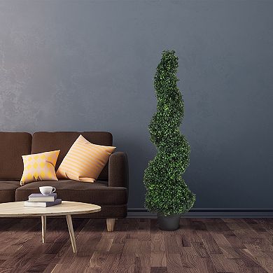 Pure Garden 4-ft. Artificial Faux Boxwood Plant Floor Decor