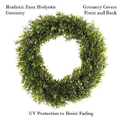 Pure Garden Faux Hedyotis Artificial Wreath