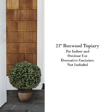 Pure Garden 21-in. Artificial Boxwood Topiary Ball Floor Decor