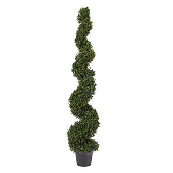 Pure Garden 5-ft. Faux Boxwood Spiral Topiary Floor Decor