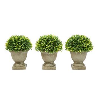 Pure Garden Artificial Podocarpus Plant Table Decor 3 pc Set