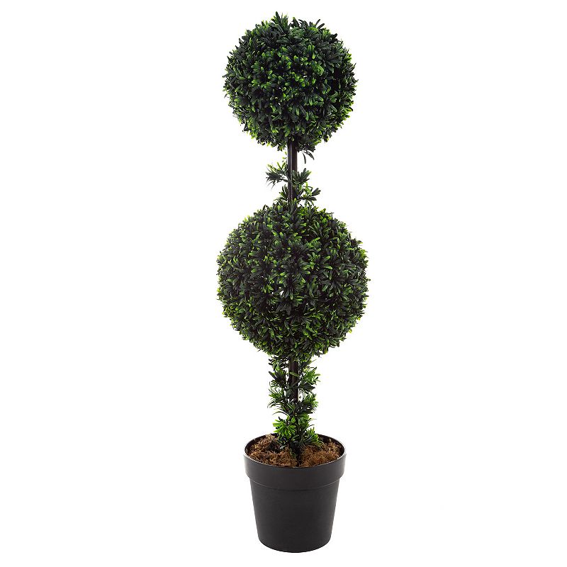 Pure Garden 3-ft. Artificial Podocarpus Topiary Tree Floor Decor, Green