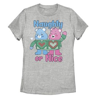 Juniors' Care Bear Naughty Or Nice Ugly Sweater Duo Tee