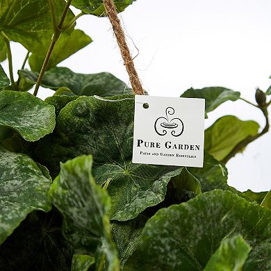 Pure Garden Artificial White Geranium Hanging Basket Wall Decor