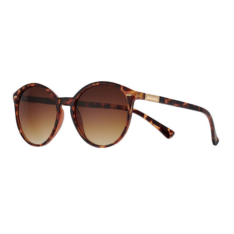 Womens LC Lauren Conrad 66mm Sand Dollar Round Cat Eye Sunglasses, Med Bro