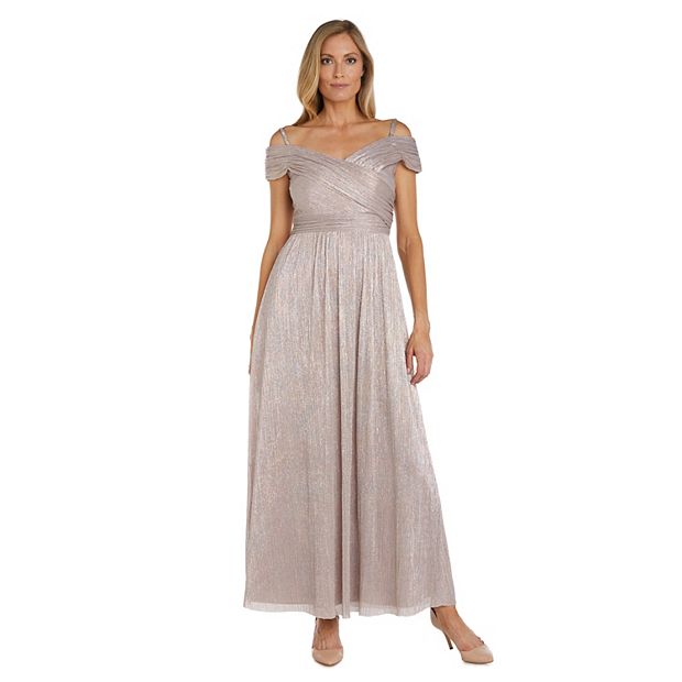 Women s R M Richards Foiled Off The Shoulder Dress with Rhinestone