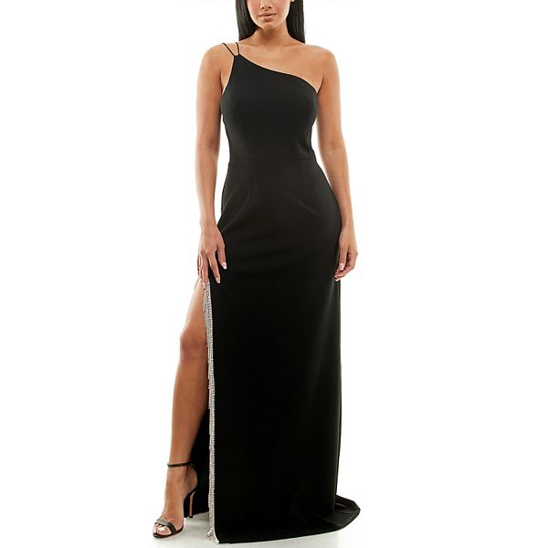 Juniors' Speechless One Shoulder Double Strap Maxi Gown