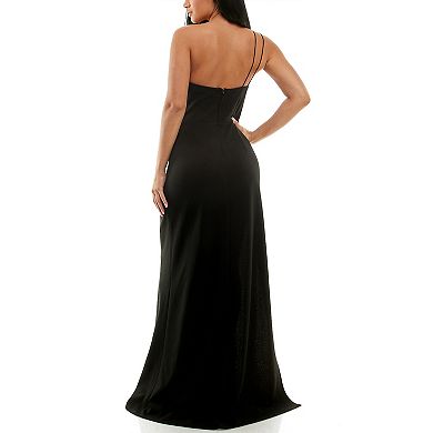 Juniors' Speechless One Shoulder Double Strap Maxi Gown
