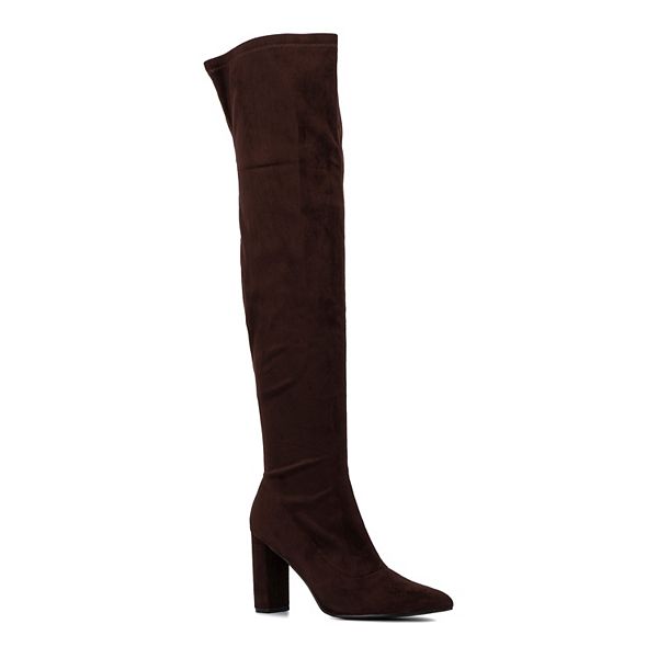 NEW YORK & CO Womens Black Comfort Monia Pointed Toe Block Heel Zip-Up Heeled Boots M