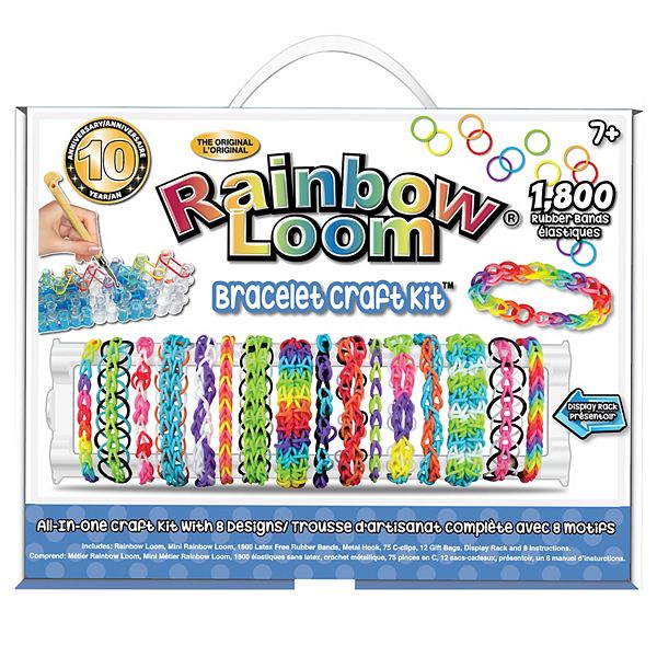 Rainbow Loom Crafting Kit includes Loom, Metal Hook, Mini Rainbow Loom, 600  Rubber Bands + 24 Clips