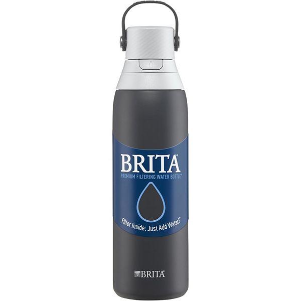 Brita Bouteille d'eau isotherme filtrée avec paille, réutilisable, en acier inoxydable, 591 ml