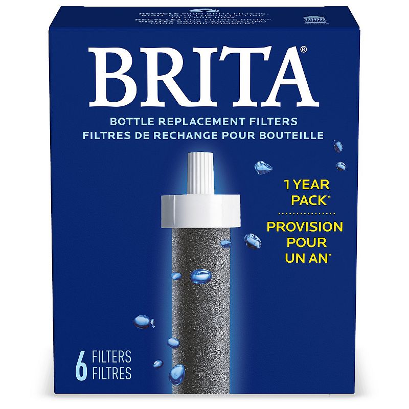Brita Bottle 6ct Replacement Filters: BPA-Free, Reduces Odors, Compatible with Brita Pitchers & Dispensers, Black
