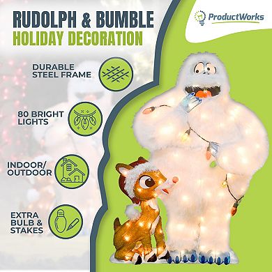 Productworks 32 In Rudolph And Bumble Holiday Indoor Outdoor Festive 