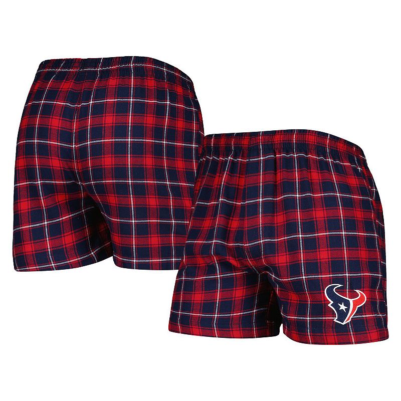 Mens Concepts Sport Navy/Red Houston Texans Ledger Flannel Boxers, Size: M