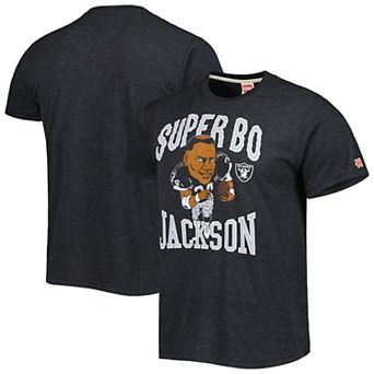 Men's Homage Bo Jackson Heather Black Los Angeles Raiders Gridiron Classics Caricature Tri-Blend T-Shirt