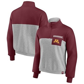 Women's Fanatics Branded Maroon/Heathered Gray Minnesota Golden Gophers Sideline to Sideline Colorblock Quarter-Zip Jacket
