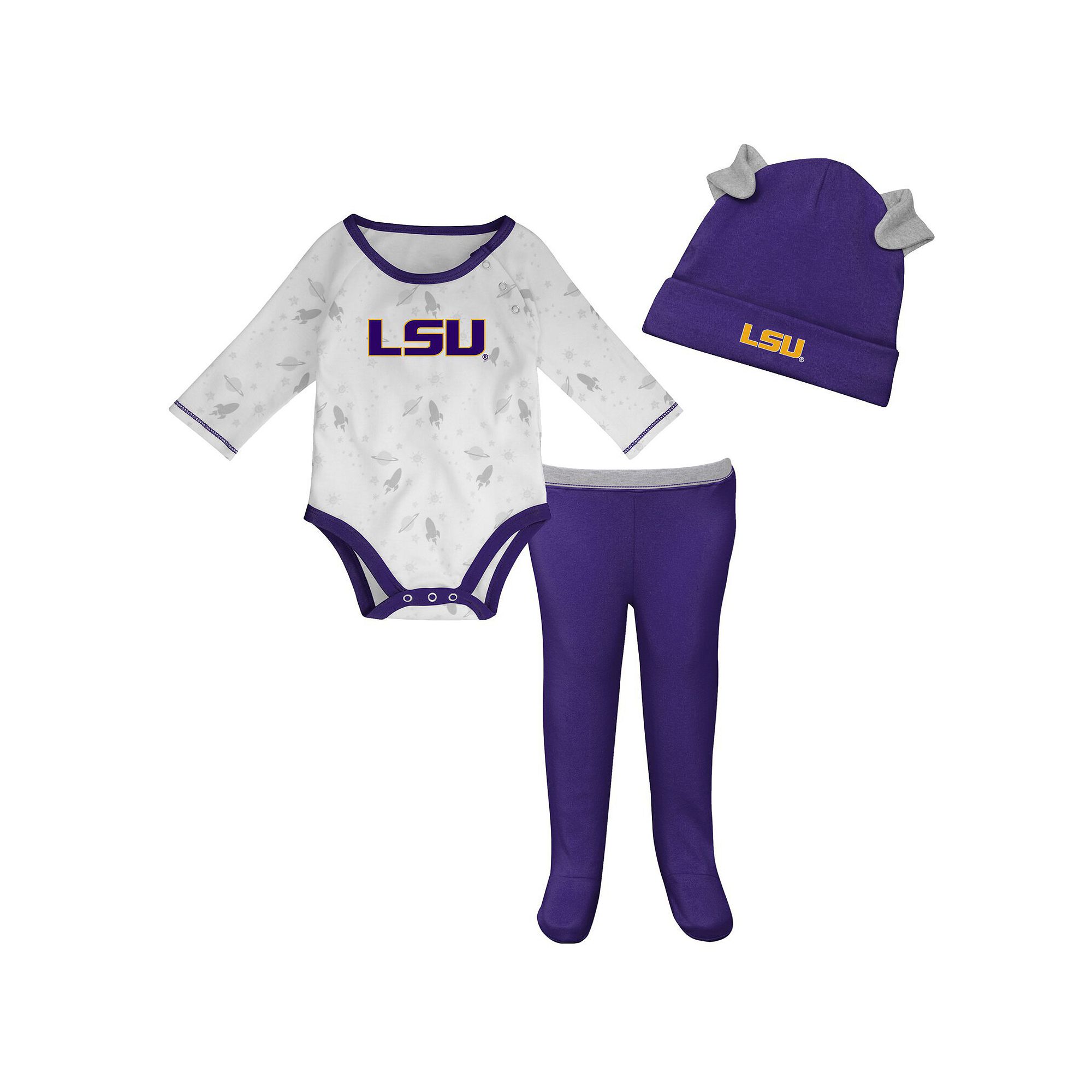 Newborn & Infant Purple/White LSU Tigers Dream Team Raglan Long Sleeve Body