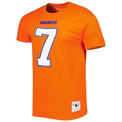 Men's Mitchell & Ness John Elway Orange Denver Broncos Retired Player Logo Name & Number T-Shirt