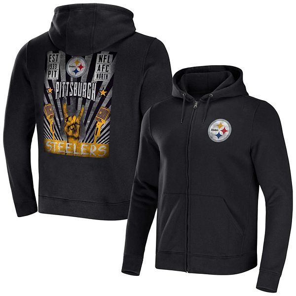 Men's NFL x Darius Rucker Collection by Fanatics Black Pittsburgh Steelers Rocker Full-Zip Hoodie Size: Small