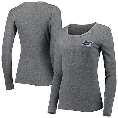 Women's Gray Florida Gators Harper Henley Long Sleeve T-Shirt