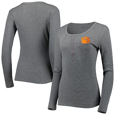 Women's Gray Clemson Tigers Harper Henley Long Sleeve T-Shirt