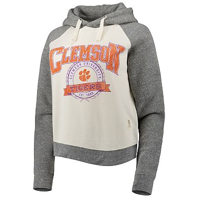 Women's Pressbox Cream/Heather Gray Clemson Tigers Cody Tri-Bend Raglan Pullover Hoodie