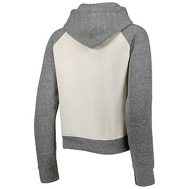 Women's Pressbox Cream/Heather Gray Clemson Tigers Cody Tri-Bend Raglan Pullover Hoodie