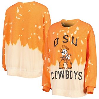 Women's Gameday Couture Orange Oklahoma State Cowboys Twice As Nice Faded Dip-Dye Pullover Long Sleeve Top