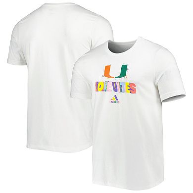 Men's adidas White Miami Hurricanes Pride Fresh T-Shirt