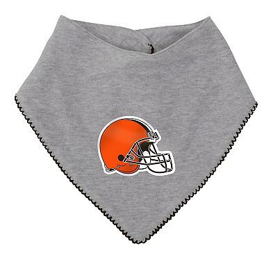 Girls Newborn & Infant Brown/Heathered Gray Cleveland Browns All The Love Bodysuit Bib & Booties Set