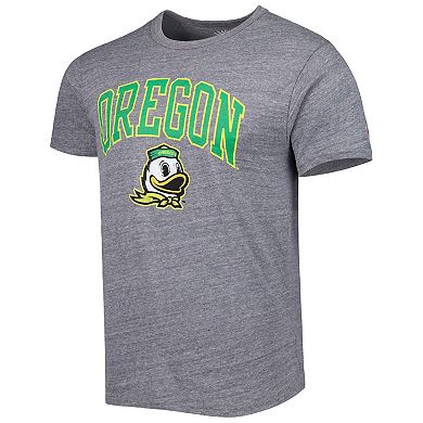 Men's League Collegiate Wear Heather Gray Oregon Ducks 1965 Arch Victory Falls Tri-Blend T-Shirt