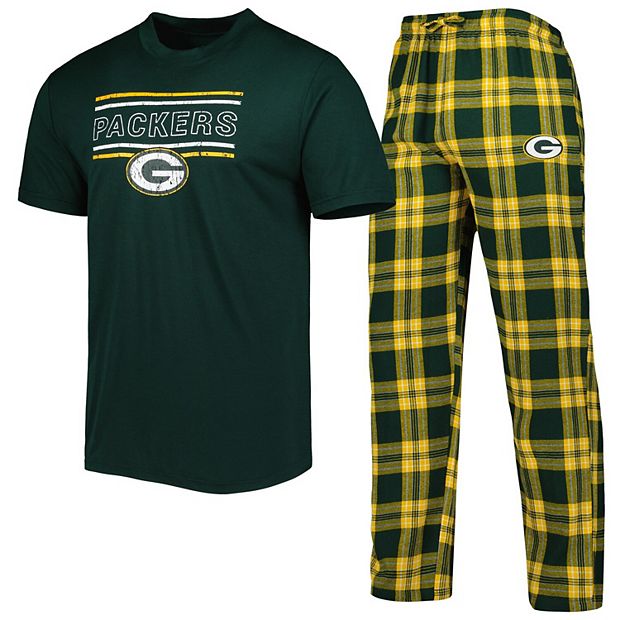 Women's Concepts Sport Green Bay Packers Plus Size Badge T-Shirt & Flannel Pants Sleep Set Size: 2XL