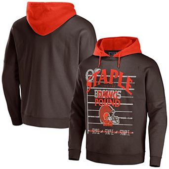 Men's NFL x Staple Brown Cleveland Browns Throwback Vintage Wash Pullover Hoodie