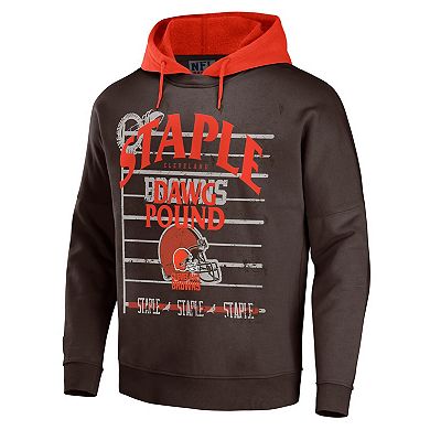 Men's NFL x Staple Brown Cleveland Browns Throwback Vintage Wash Pullover Hoodie